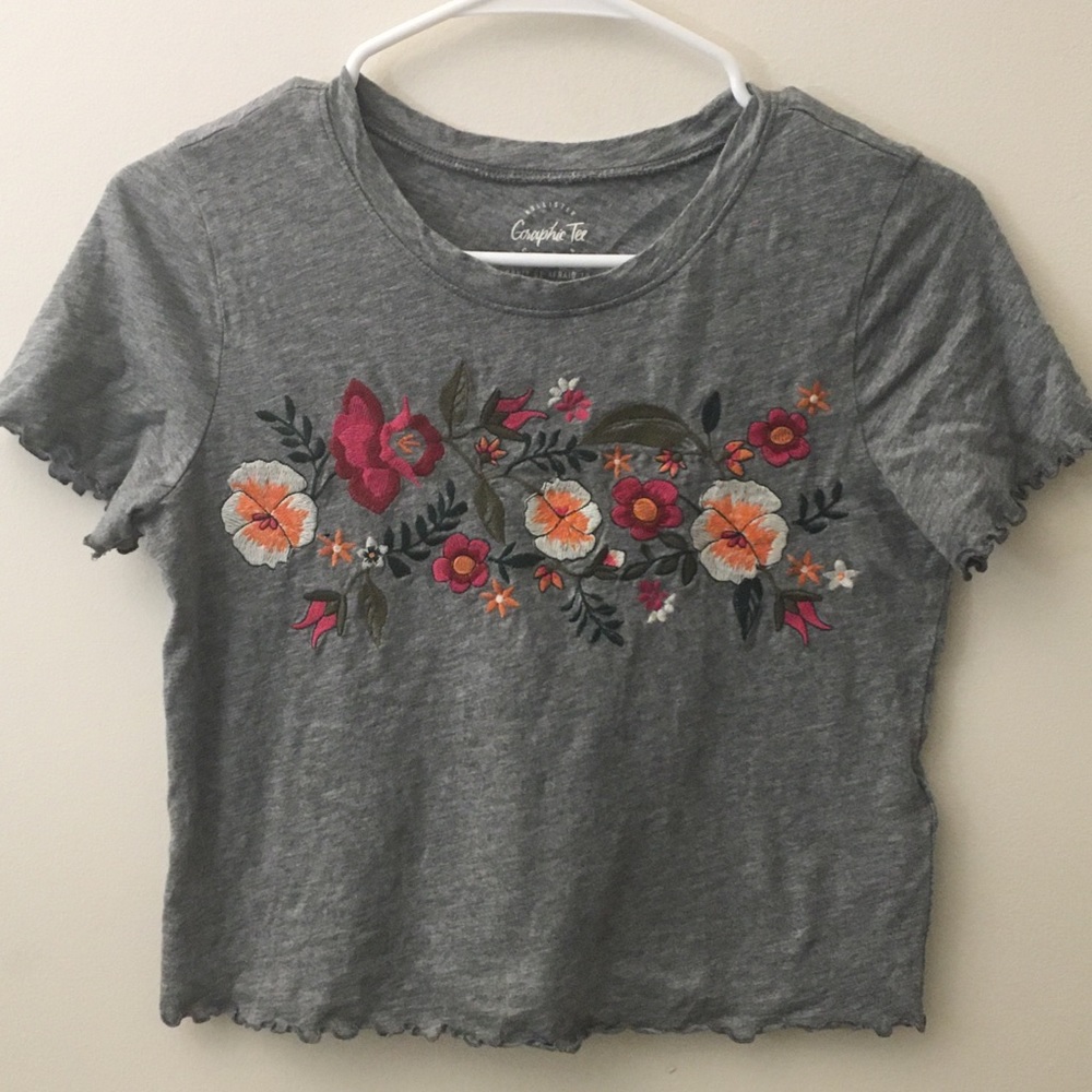 Grey graphic crop top